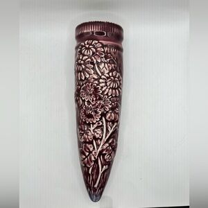 Vintage Wall Pocket - a burgundy wall flower pocket. Made in Japan.